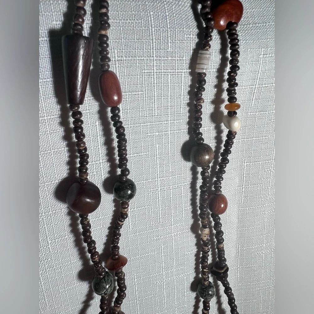 NECKLACE or BRACELET HAND CRAFTED Continuous Beaded Strand Earthy Toned Shells